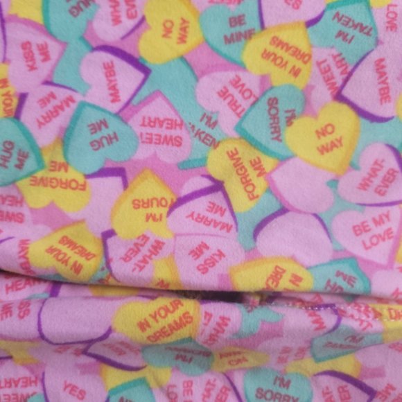 OS LuLaRoe Soft Stretchy Leggings Pink Sweetheart Print Leggings One Size - Picture 4 of 8